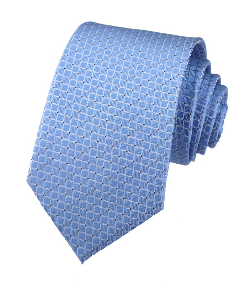 Secdtie Men Sky Blue Necktie Vintage Silk Cravat Woven Leisure Designer Solid Color Ties - Image 1